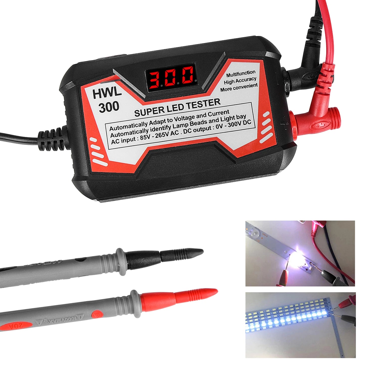 Tester LED 0-300V Output Probador Tiras Beads Mantenimiento TV LCD Inspección Multiuso