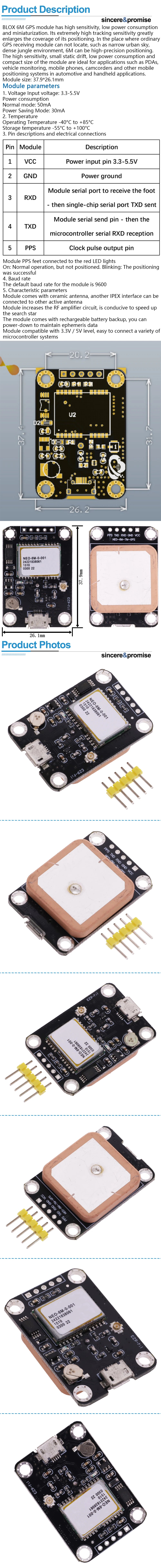 Placa Desarrollo Módulo Posicionamiento Satelital GPS NEO-6M (NEO6MV2) (Micro USB) para Arduino/STM32/C51/MCU