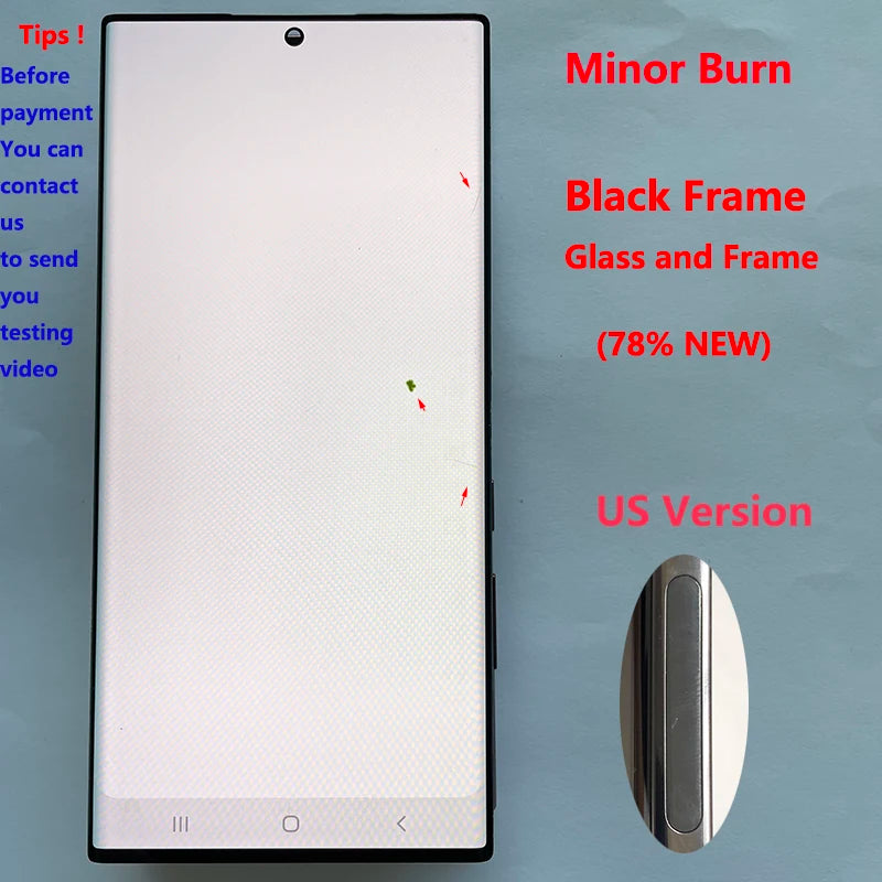 Pantalla 6.8" Super AMOLED con Marco y Digitalizador Táctil para Samsung S22 Ultra 5G (S908/S908U/S908B) (Con Defecto Estético)