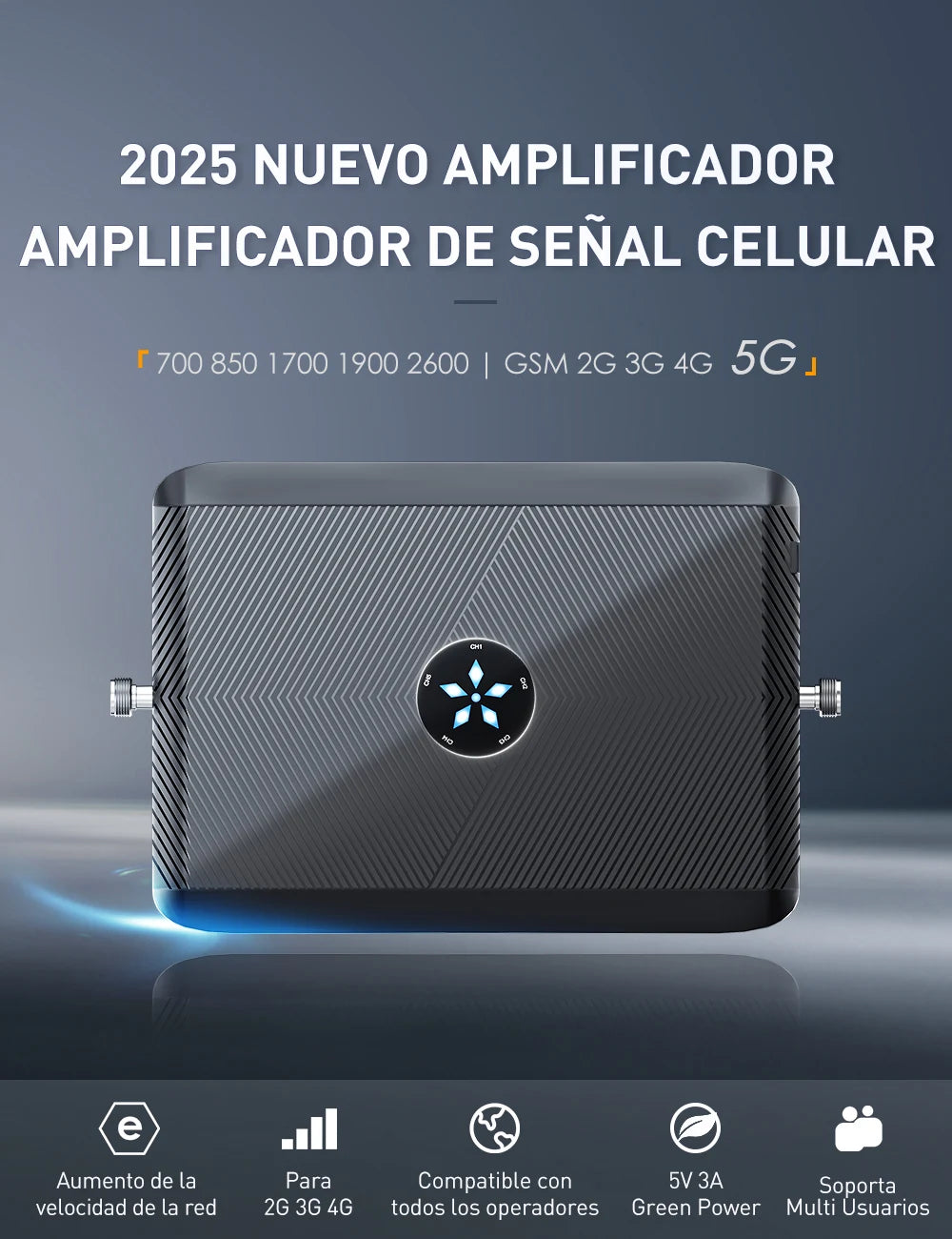 Kit Amplificador Señal Celular GoBoost 2G/3G/4G LTE GSM 700/850/1700/1900/2600 MHz (Chile)