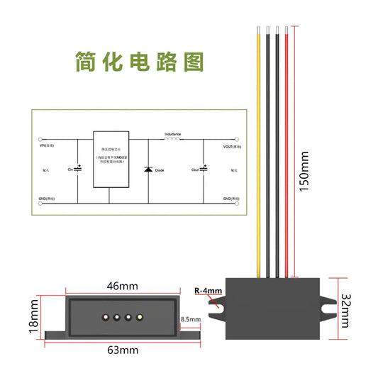Convertidor Buck DC-DC 12V/24V a 6V 1A/3A/5A/10A Step-Down Módulo Transformador LY-KREE