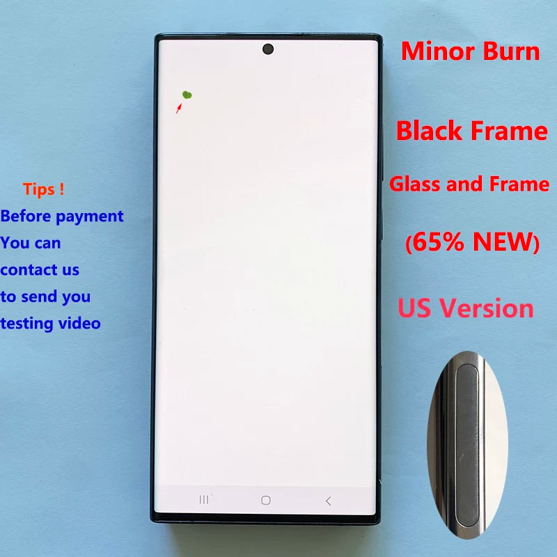 Pantalla 6.8" Super AMOLED con Marco y Digitalizador Táctil para Samsung S22 Ultra 5G (S908/S908U/S908B) (Con Defecto Estético)