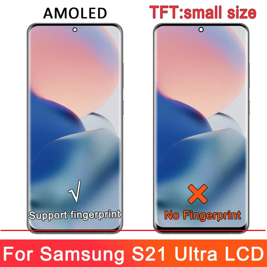 TFT S21 Ultra para Samsung S21 Ultra 5G G998B G998U G998W pantalla LCD reemplazo del ensamblaje del digitalizador de pantalla táctil