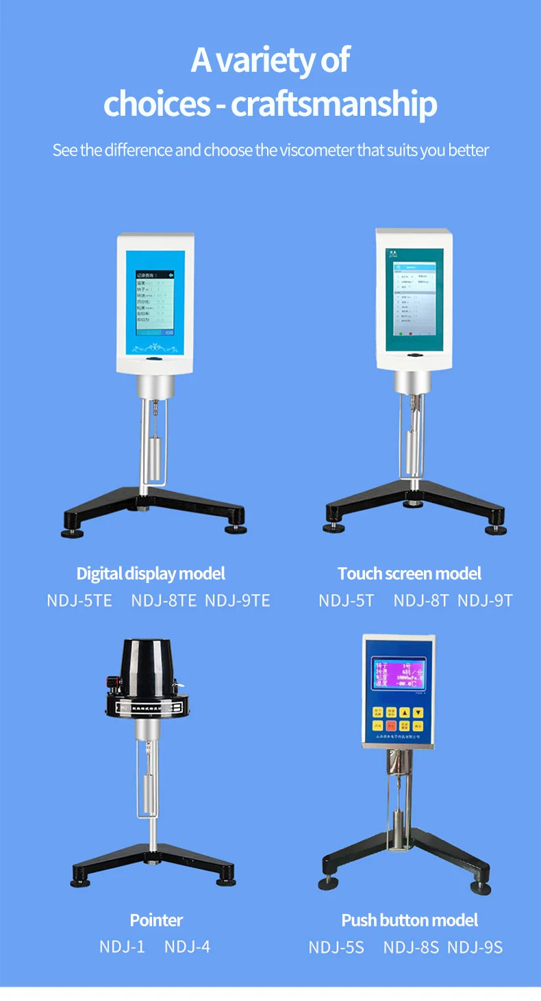 Viscosímetro Rotatorio Digital NDJ-1/4/5S/8S/9S Pantalla Táctil Velocidad Variable Continua Tester