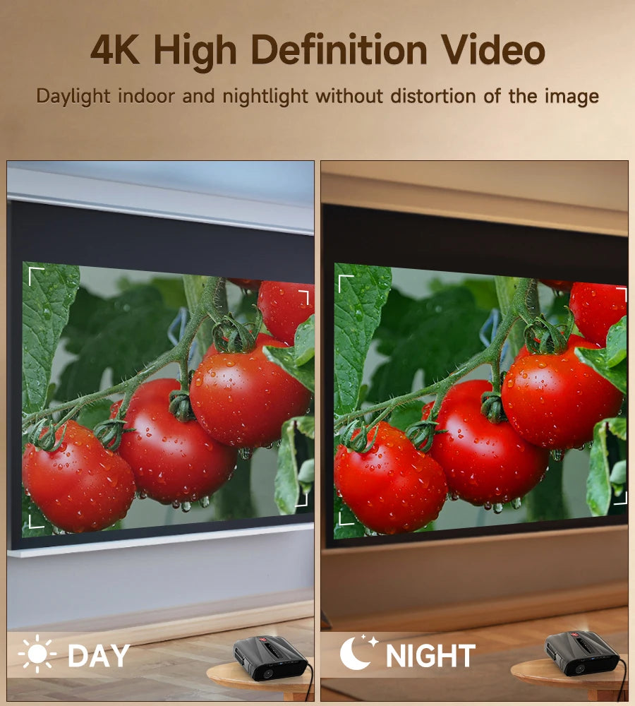 Proyector LED 4K Full HD Android Auto Focus WiFi Bluetooth 1480 ANSI Lumen Home Theater (Incluye Pantalla)