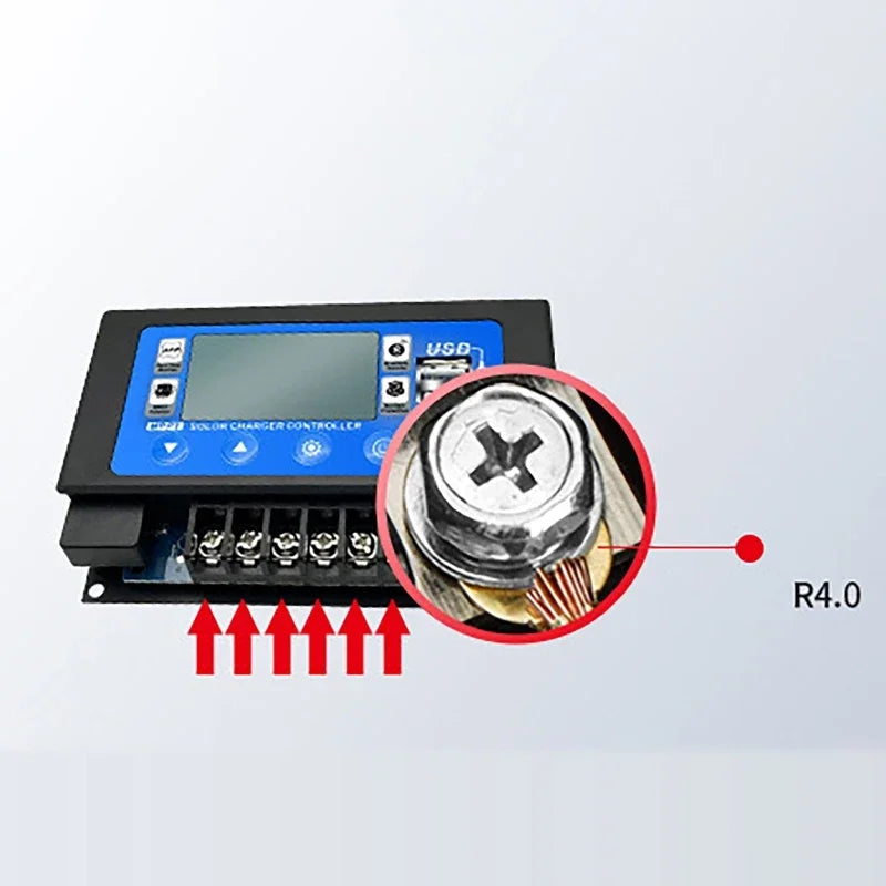 Controlador Carga Solar MPPT 30A/60A 12V/24V LCD Display Bluetooth/WiFi Snap-On Almacenamiento Energía