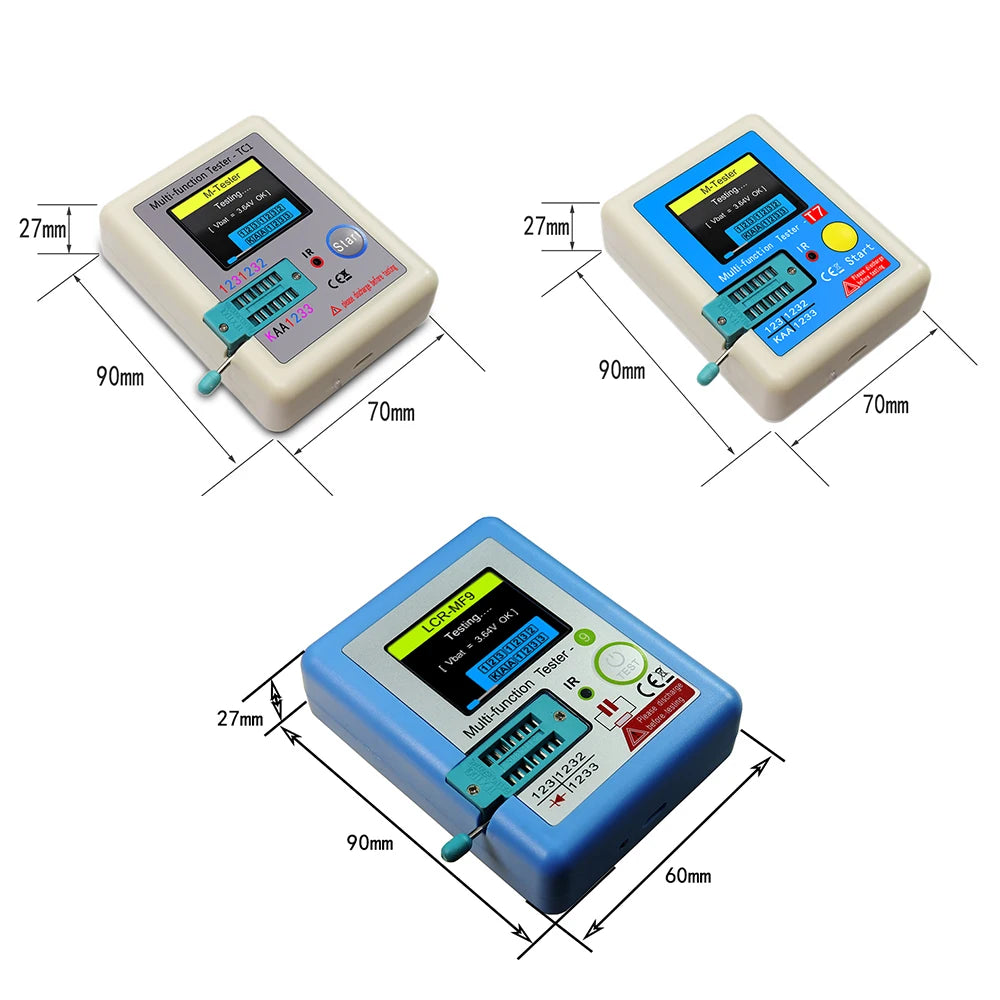 Tester Transistor LCR Multifunción (TC1/T7) - Pantalla TFT, Medidor Diodo, Triodo, Capacitor, Resistencia (MOSFET/NPN/PNP/TRIAC)