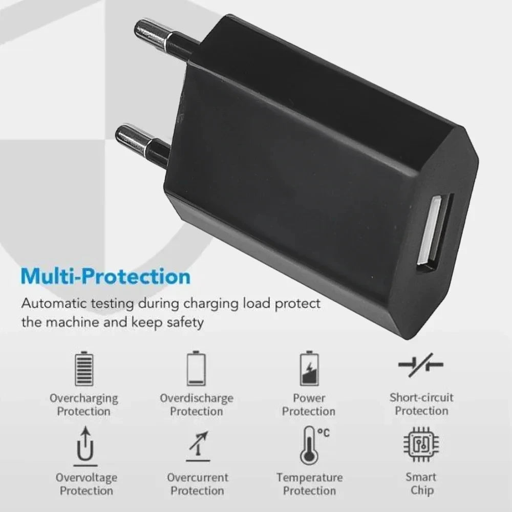 Cargador Pared USB NNBILI Universal 5V 1A (Enchufe EU) Adaptador Corriente para iPhone/iPad/Samsung/Xiaomi/Redmi/Huawei/Google (1/5 Unidades)