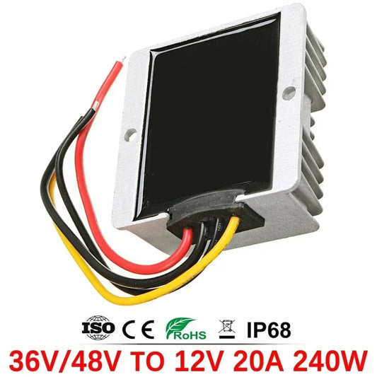 Convertidor DC-DC Step-Down 20V-90V a 12V (5A/10A/15A/20A) Regulador Voltaje Transformador para Auto (CE)