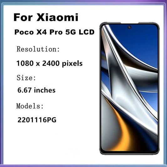 AMOLED Screen For Xiaomi Poco X4 Pro 5G 2201116PG LCD Display Touch Screen Digitizer For Poco X4Pro 5G LCD Display Pantalla