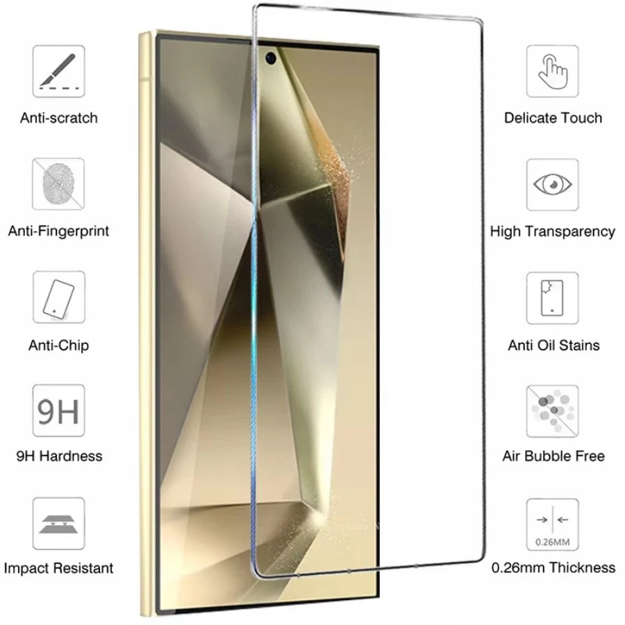 Pack 6en1 Protector Pantalla Cristal Templado UV + Lente Cámara para Samsung Galaxy S24/S23/S22/S21 Ultra/Plus (Desbloqueo Huella)