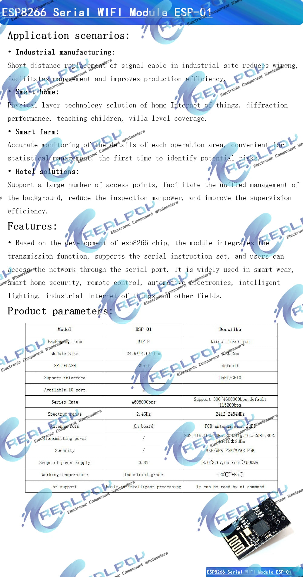 Adaptador Programador ESP-01 / ESP-01S UART GPIO0 CH340G USB a ESP8266 Serial WiFi Placa Desarrollo