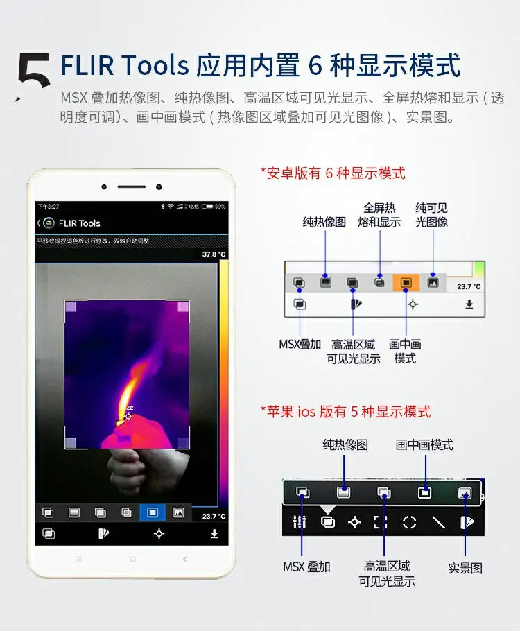 Termógrafo Infrarrojo Móvil Americano FLIR ONE Edge Pro (Comparable C3/C5/TG165/267/297)