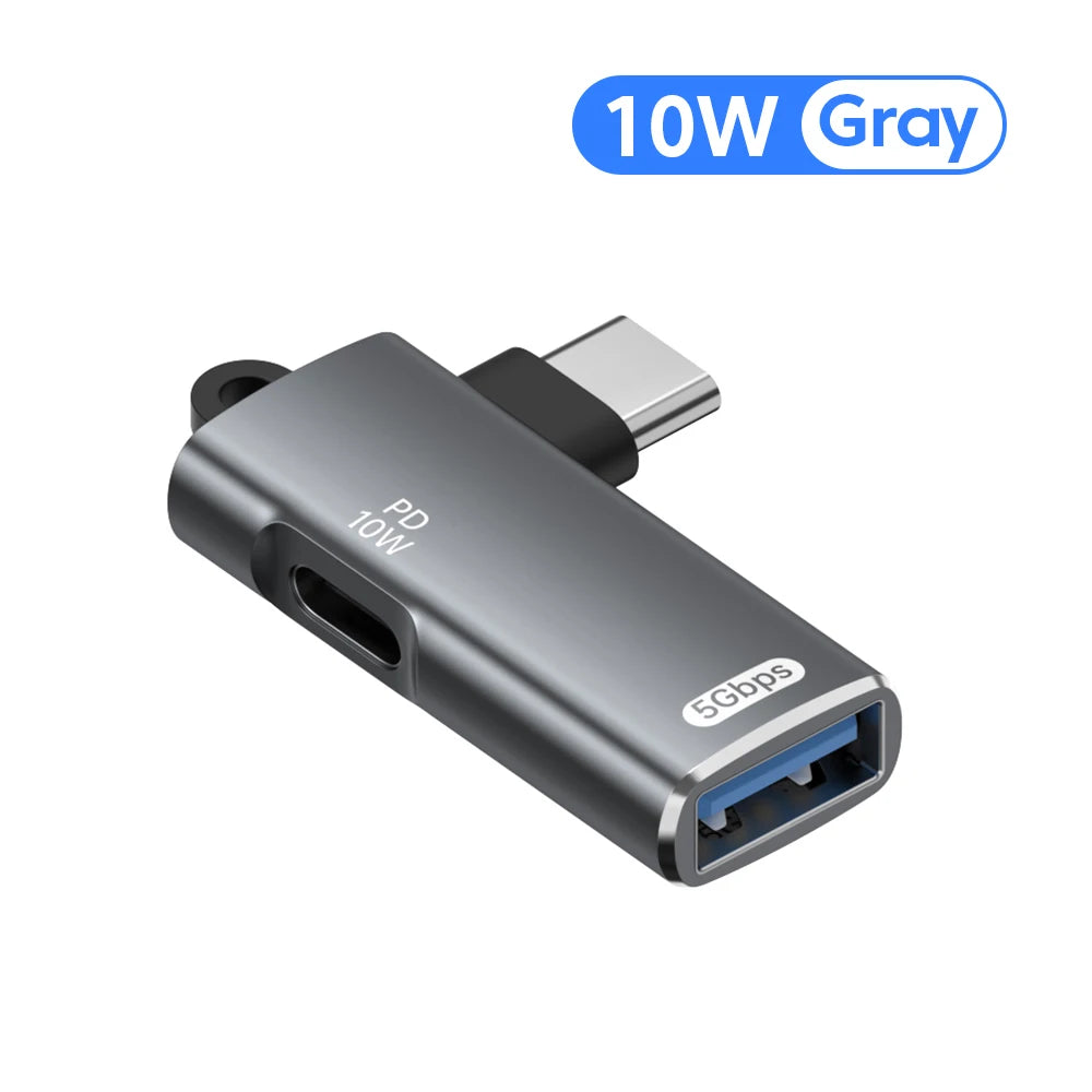 Adaptador OTG Elough 2-en-1 PD 100W (USB-C a USB-C / USB-A a USB-C) para iPhone 15/Laptops/Xiaomi/Huawei