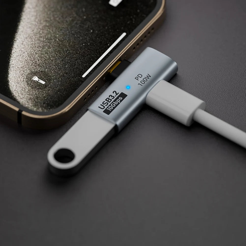 Adaptador USB-C 2-en-1 100W PD a USB OTG Soporta Transferencia Datos Carga Rápida para iPhone 15/Tablet/MacBook