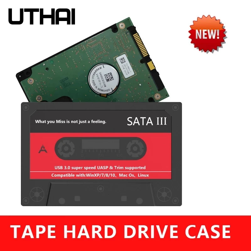 Carcasa Externa UTHAI T46 USB 3.0 SATA (5Gbps, UASP) para Disco Duro HDD/SSD 2.5" Cinta para PC/Notebook