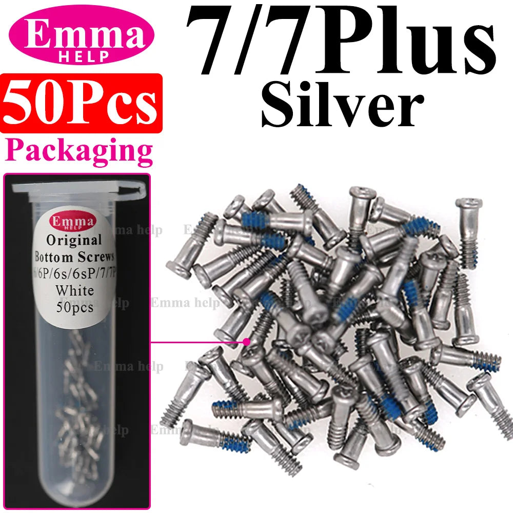 Tornillos Inferiores Pentalobe para iPhone 7-15 Pro Max/XS/XR (Reparación Tapa Trasera/Dock Carga) (50 Unidades)