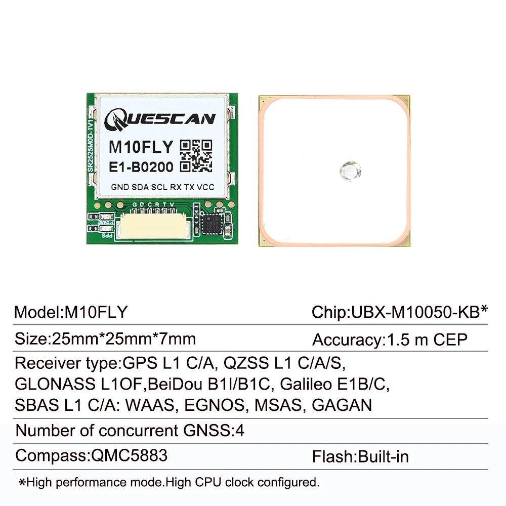 Módulo GPS M10FLY (10Hz) con Compás para Controladora Vuelo FPV Drone (Ardupilot/Betaflight/INAV/Pixhawk)