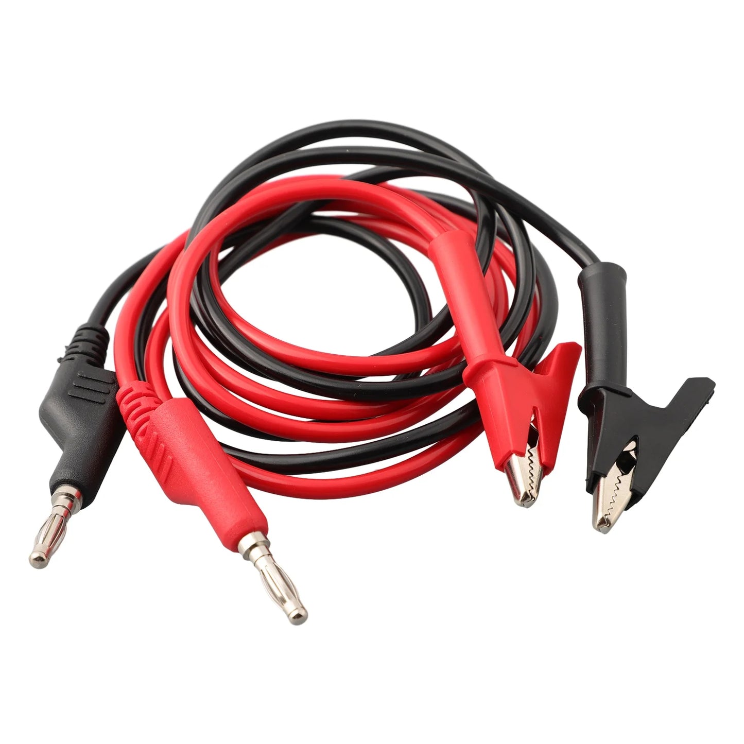 Cable Test (x2) Banana Plug 4mm a Pinza Cocodrilo (15A/1000V) - Para Fuente Poder / Multímetro
