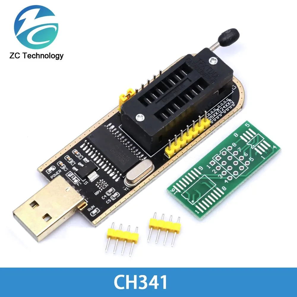 Kit Programador USB CH341 Original 24/25 Series EEPROM Flash BIOS + Clip Test SOIC8/SOP8
