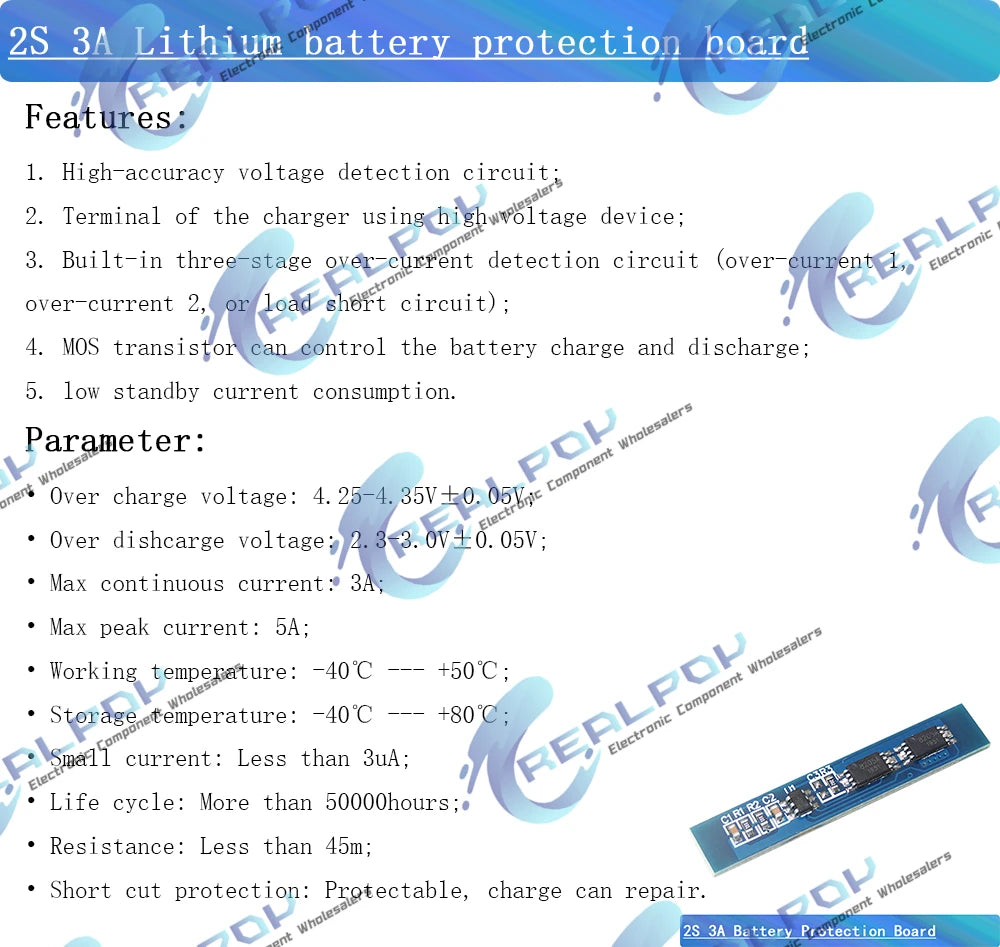 2S 2A 3A 4A 5A 8A 10A 13A 20A 7.4V 8.4V Li-ion 18650 Lithium battery protection board / BMS board Standard / Balance