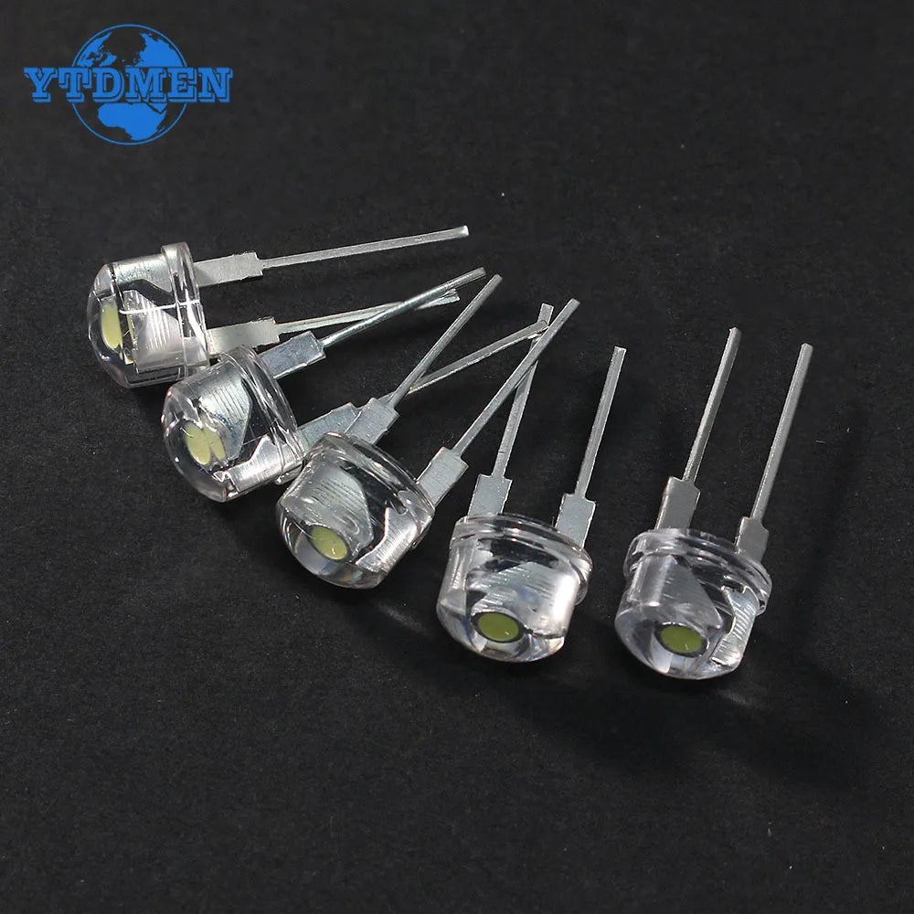 Diodo LED Sombrero Paja F8 (8mm) Super Brillante Blanco Cálido 0.5W / Blanco 0.3-0.75W / Azul / Verde / Rojo / Amarillo (20 Unidades)