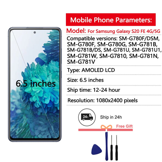 Pantalla AMOLED para Samsung Galaxy S20 FE 4G/5G pantalla LCD montaje de pantalla táctil para Samsung S20 FE G780 G781 reemplazo de pantalla