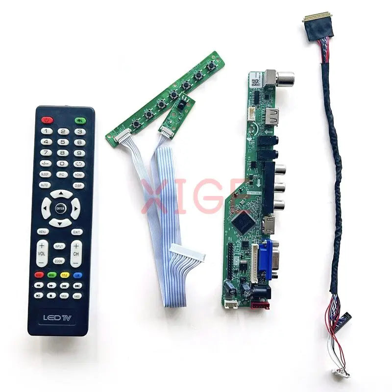 Kit Placa Controladora LCD Driver para Panel 15.6" B156XW02/XW03/XW04 (1366x768) TV Analógica LVDS 40pin VGA/HDMI/AV/USB
