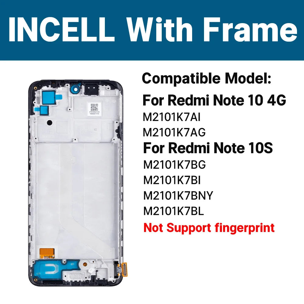 M2101K7BNY Lcd For Xiaomi Redmi Note 10S Display Touch Screen with Frame Wholesale Screen Display For Xiaomi Redmi Note 10 4G