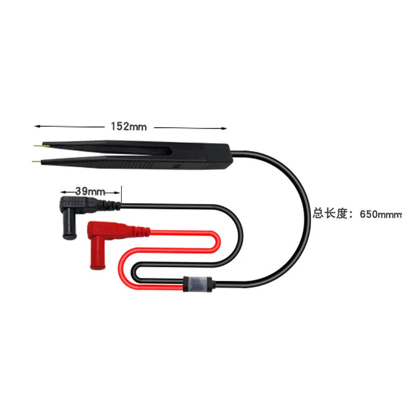 Pinza Multímetro Cleqee P1510 para Componentes SMD - Gancho Testeo LCR con Banana 4mm