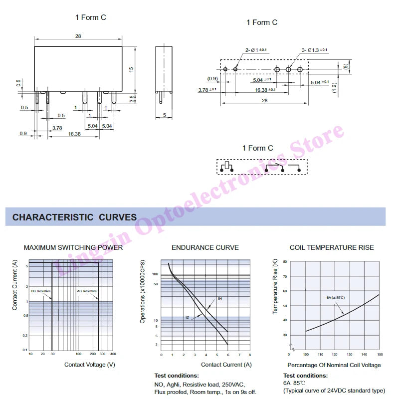 Relé Potencia HF41F-ZS/ZST/HS/HST 5-Pin 6A - Voltajes (5V/12V/24V DC) - Lote 5 Piezas