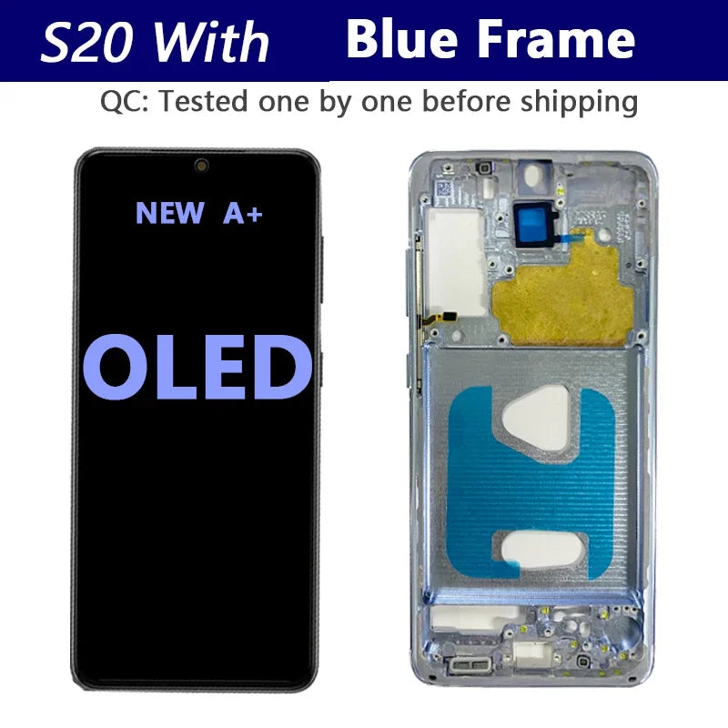 OLED para Samsung Galaxy S20 Ultra Lcd G988 con marco pantalla táctil digitalizador frontal S20 S20 Plus G980 G985 reemplazo