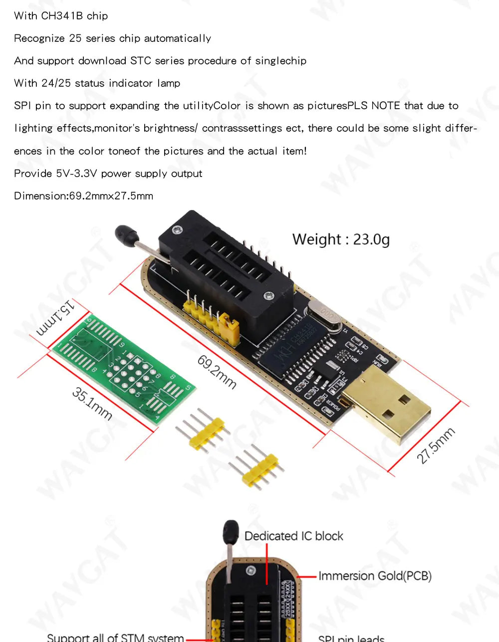 Kit Programador USB CH341 24/25 Series EEPROM Flash BIOS + Clip Test SOIC8/SOP8