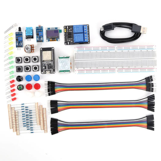 Kit Inicio Básico DIY para Placa Desarrollo ESP32 ESP-32S WiFi IoT (Incluye OLED 0.96", Módulo Fotorresistor) para Arduino