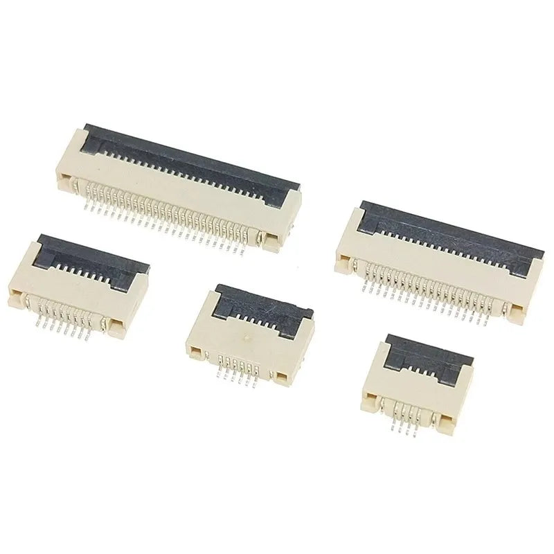 10pcs FPC FFC socket Connector 0.5mm 1mm Pitch Flat Cable Flip bottom connection 4-5-6-7-8-9-10-12-14-15-16-18-20-22-24-26 Pin Pines