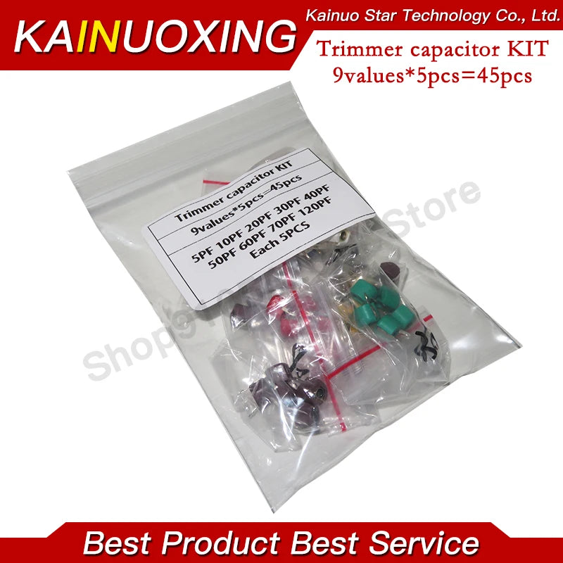 Kit Capacitor Variable Trimmer JML06 (5pF-120pF, 9 Valores Ajustables) - Pack 45 Unidades