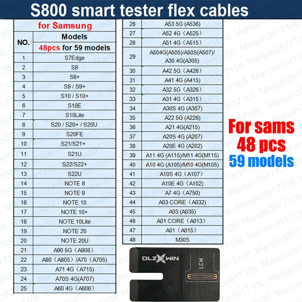 Cable Flex para Tester Pantalla Inteligente S800 - Reparación Display/Táctil/True Tone/Batería (iPhone/Samsung/Huawei/Xiaomi)