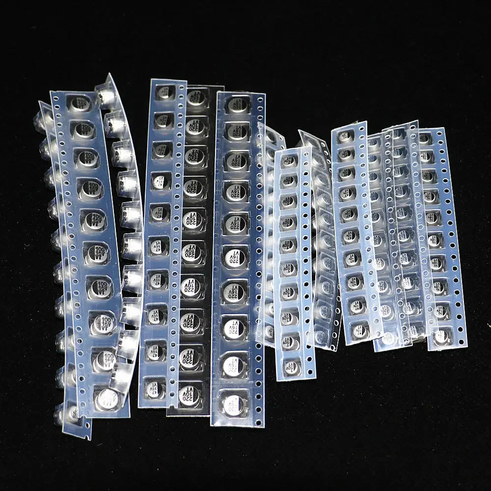 Kit Surtido Capacitor Electrolítico Aluminio SMD (1uF-220uF, 10V-50V, 13 Valores x 10 Unidades) - Pack 130 Piezas