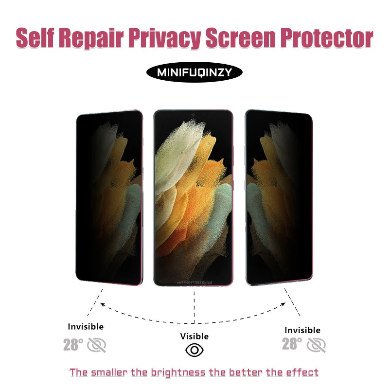 Film Protector Pantalla Privacidad Anti-Espía Auto-Reparable para Samsung Galaxy S10 5G - S25 Ultra/Plus/FE / Note 10/20