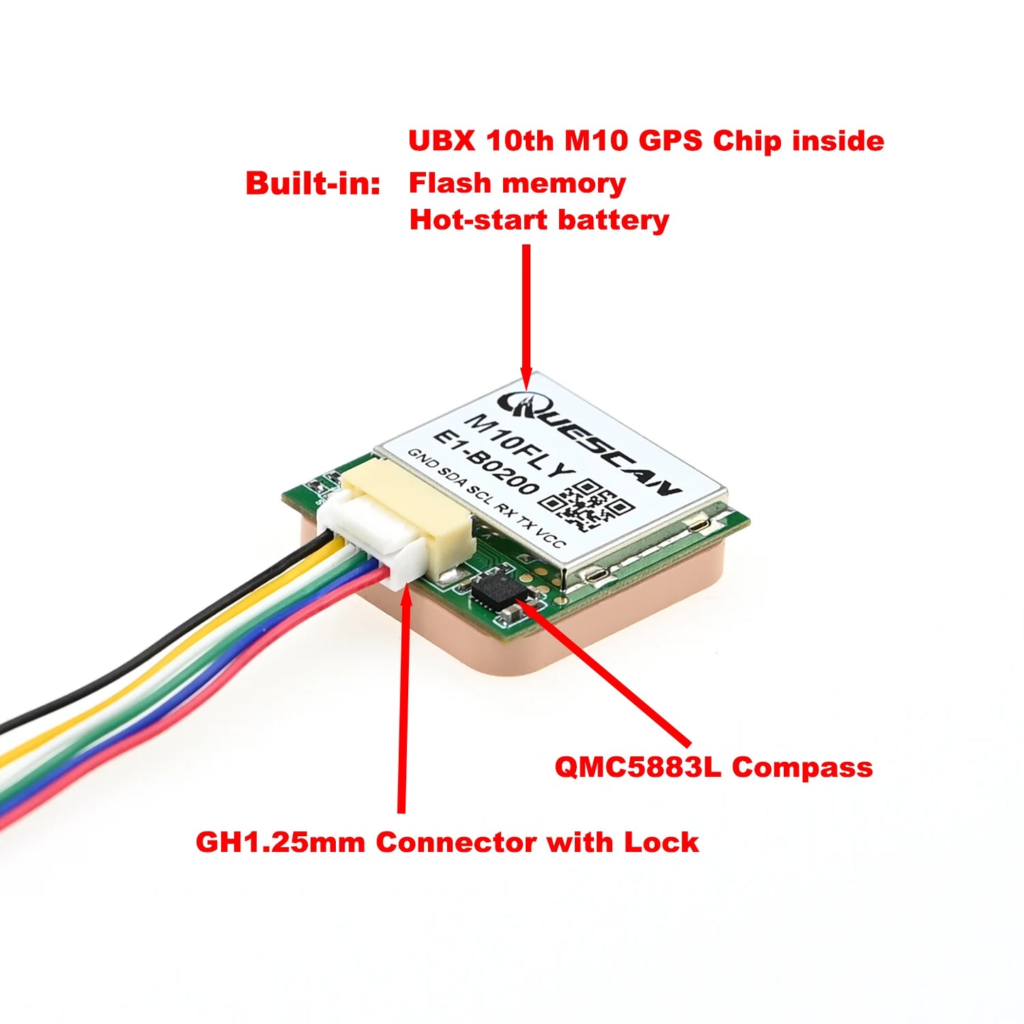 Módulo GPS M10FLY (10Hz) con Compás para Controladora Vuelo FPV Drone (Ardupilot/Betaflight/INAV/Pixhawk)