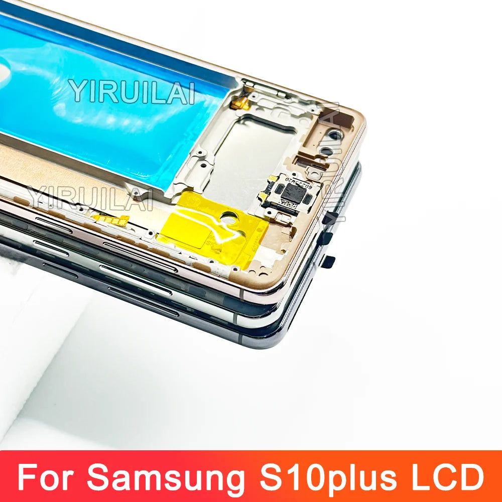 Pantalla probada S10Plus LCD con marco para SAMSUNG S10 Plus S10 + G975 G975F/DS reemplazo del ensamblaje del digitalizador de pantalla táctil