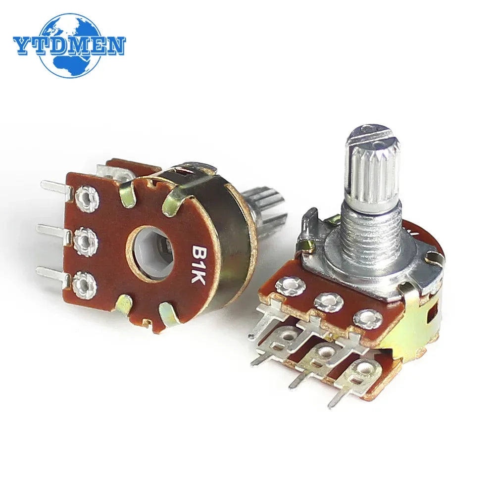 10Pcs WH148 B1K B10K B50K B100K B1M 6Pin Linear Potentiometer 15mm Shaft with Nuts and Washers