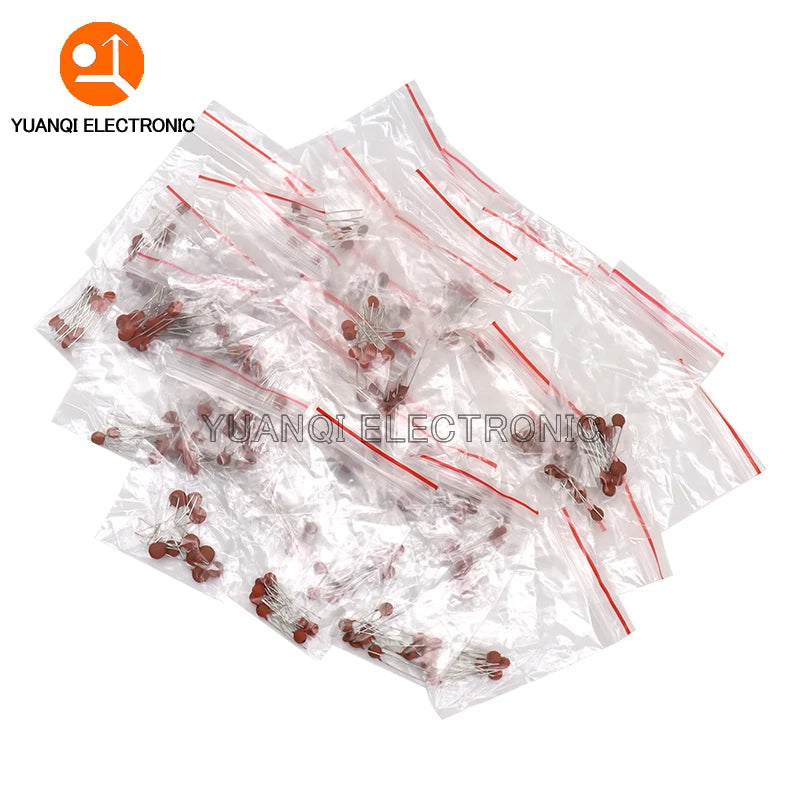 Kit Surtido Capacitor Cerámico (2pF-0.1uF, 50V, 30 Valores x 10 Unidades) DIY - Pack 300 Piezas