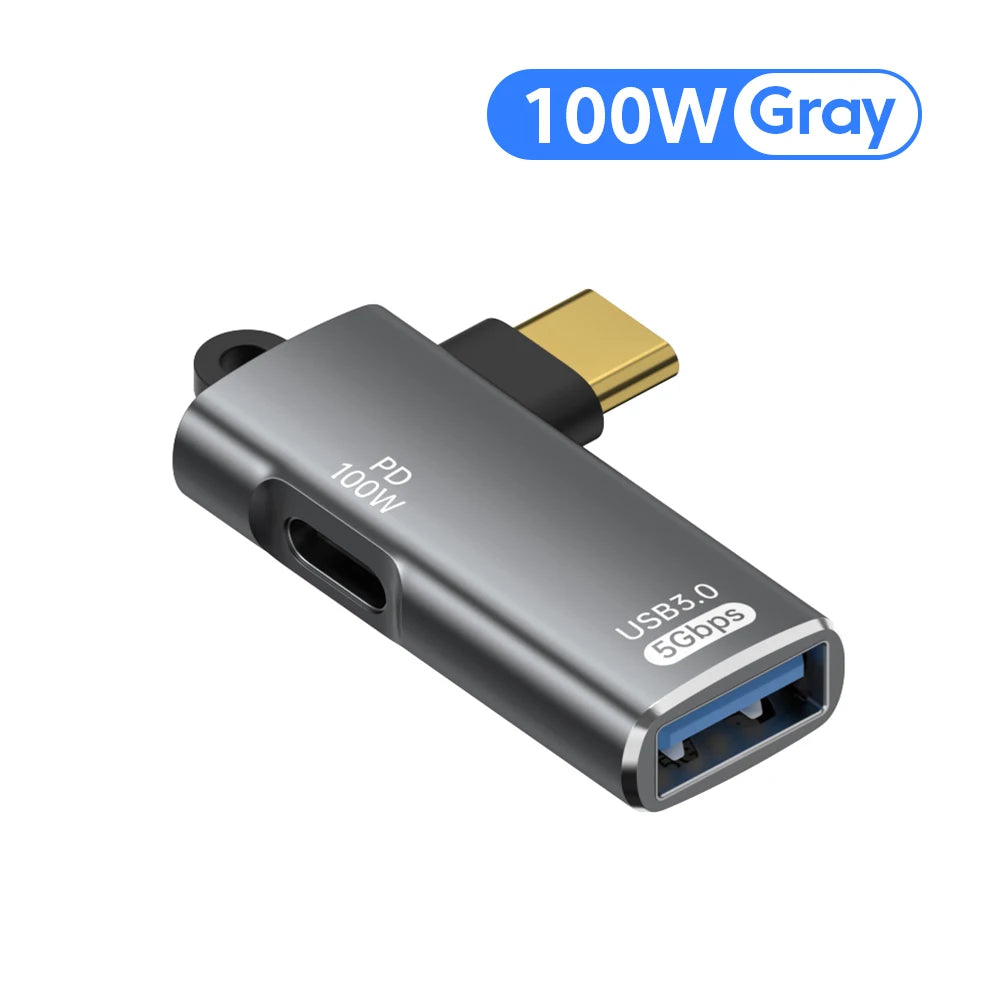 Adaptador OTG Elough 2-en-1 PD 100W (USB-C a USB-C / USB-A a USB-C) para iPhone 15/Laptops/Xiaomi/Huawei