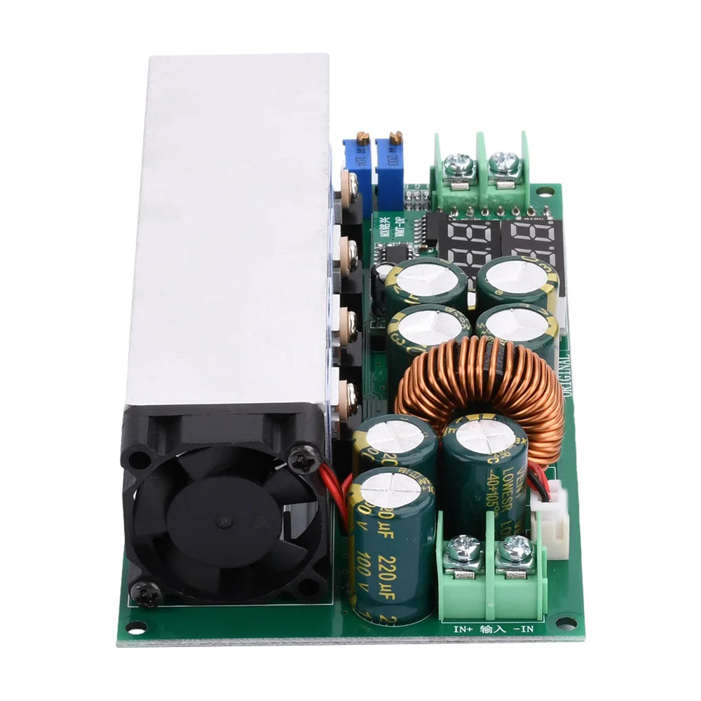 Módulo Fuente Alimentación Step-Down DC 12V-80V a 2.5V-50V 600W 25A Buck Alta Potencia con Ventilador CC/CV