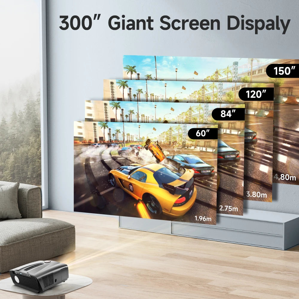 Proyector LED 4K Full HD Android Auto Focus WiFi Bluetooth 1480 ANSI Lumen Home Theater (Incluye Pantalla)