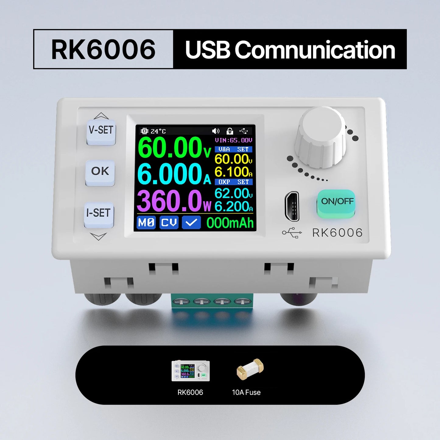 Fuente Alimentación Laboratorio RD-RK6006 / RK6006-BT DC 60V 6A Comunicación Buck Ajustable 4 Dígitos