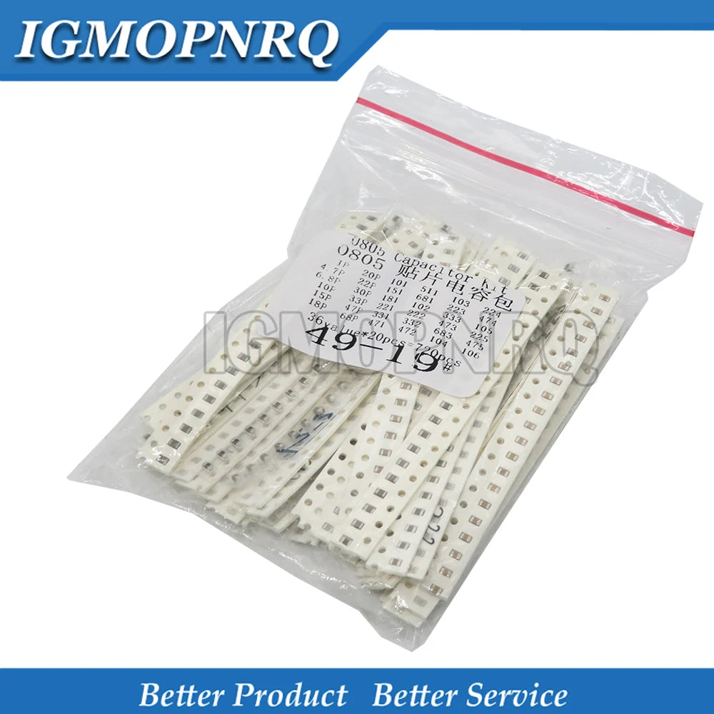 Kit Capacitores SMD Cerámicos 0603/0805/1206 - 1pF a 10uF (320/720/2500 Piezas)