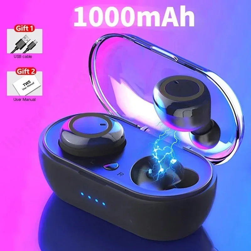 Auriculares Inalámbricos Y50 TWS Bluetooth 5.0 Deportivos con Micrófono y Pantalla LED (Control Táctil, Estéreo 9D, Impermeables)