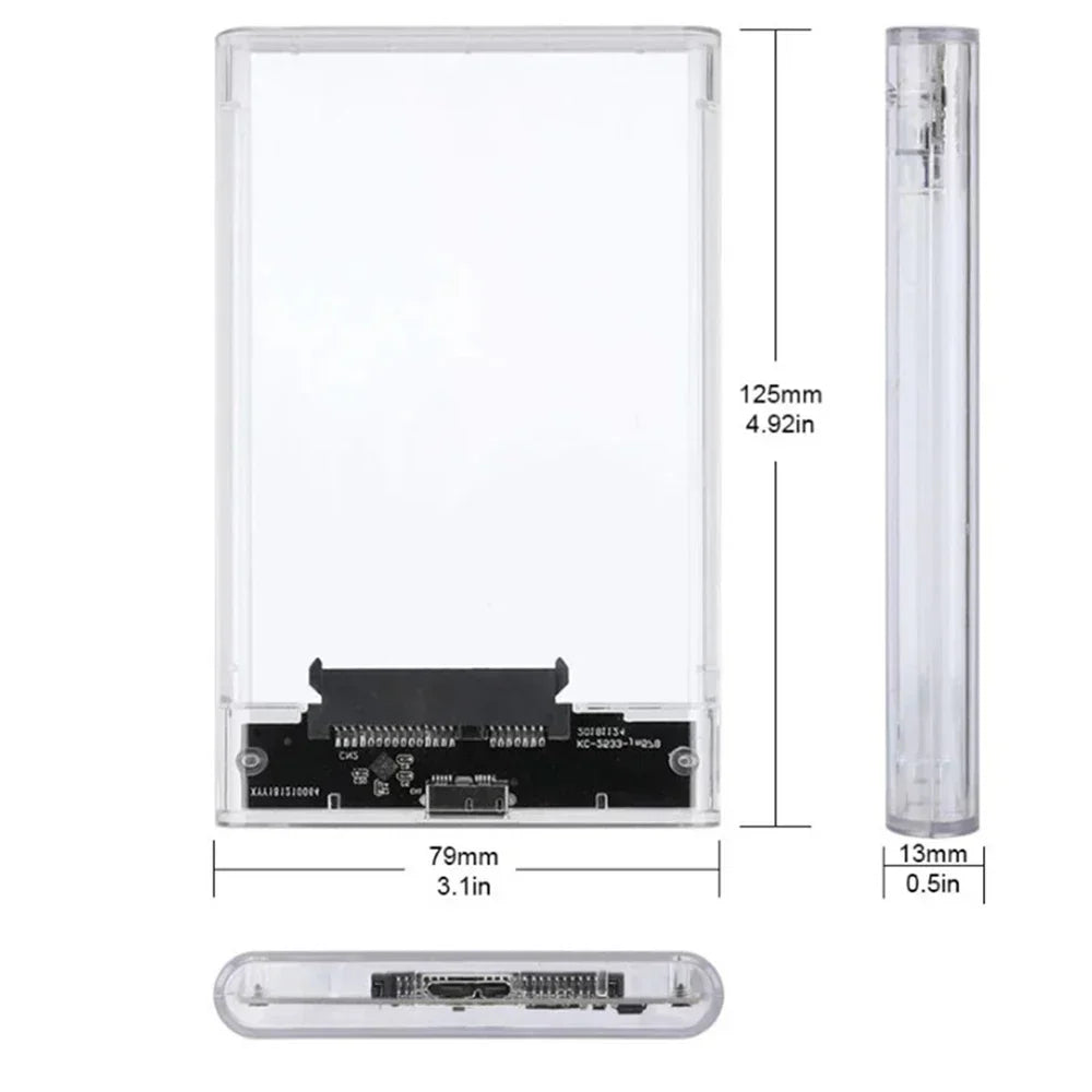 Carcasa Externa USB 3.0/Tipo C para Disco Duro HDD/SSD SATA 2.5" (UASP, Transparente, Portátil, Tool-Free)